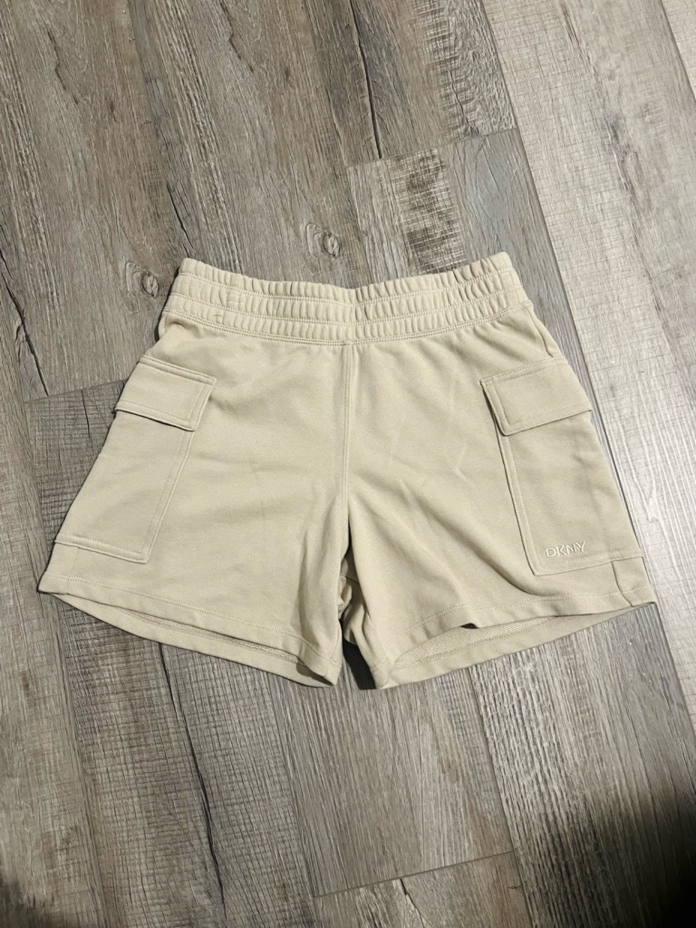 DKNY Tan Cargo Sweat Shorts - Women's Casual Pull-On